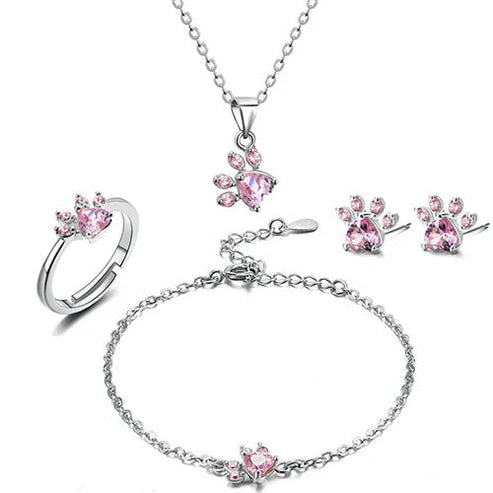 Rose Gold Paw Jewellery Set