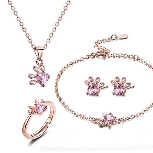 Rose Gold Paw Jewellery Set