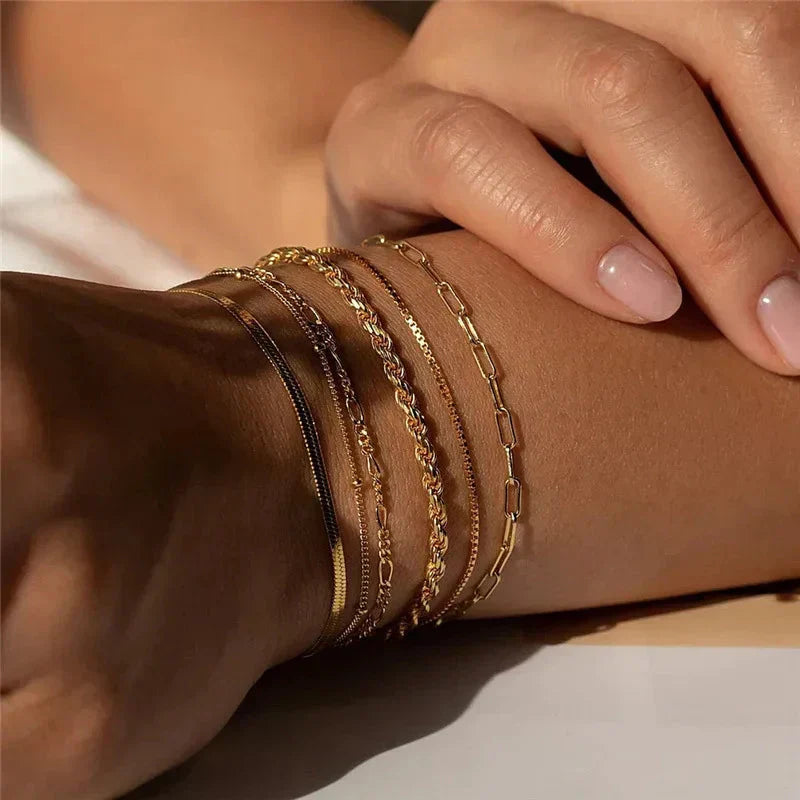 Paige | Set of 6 Multi-Layer Bracelets