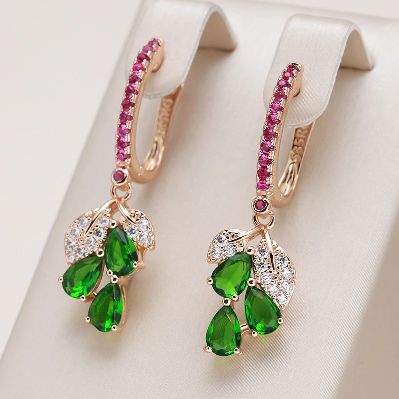 Elegant dangling earrings with Coloured zirconia