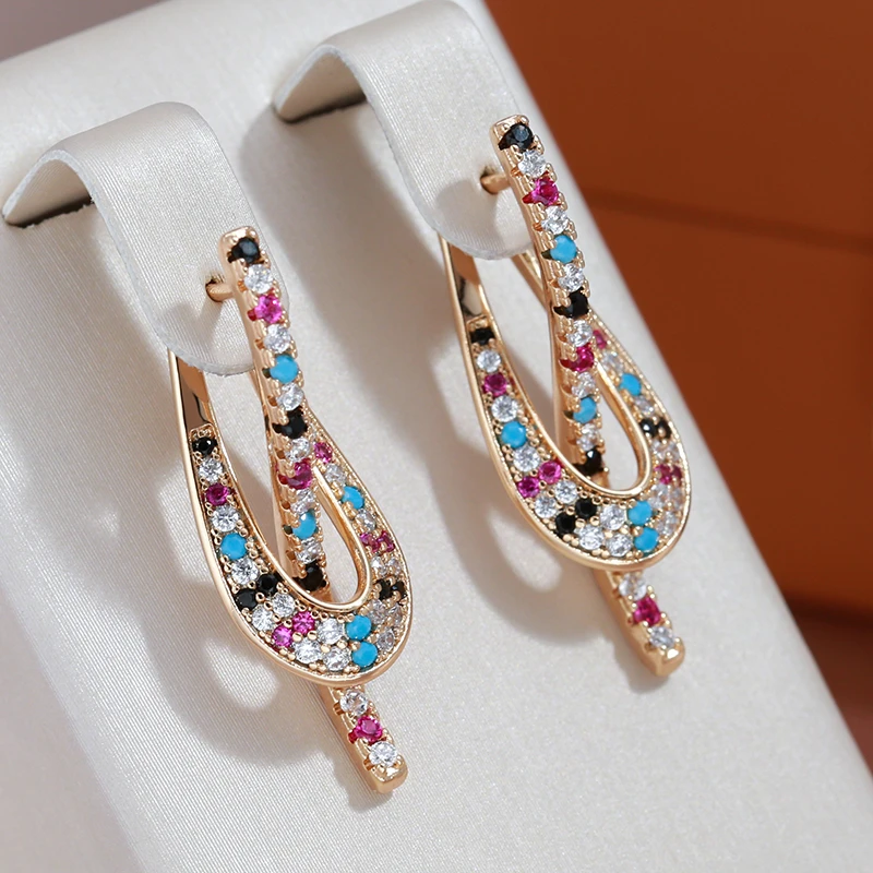 Elegant MultiColoured Zirconia Earrings in Gold