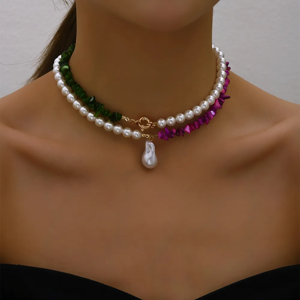 Elegant Colourful baroque pearl necklace