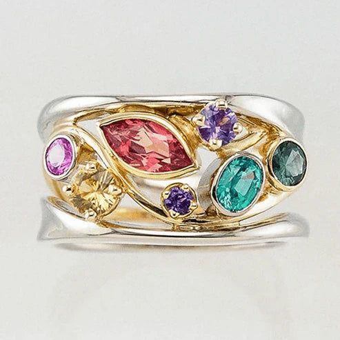 Vintage MultiColour Ring in Gold and Silver