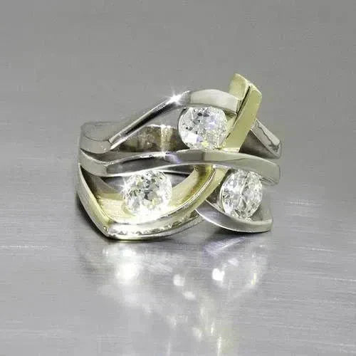 Vintage Zirconia Gold &amp; Silver Ring