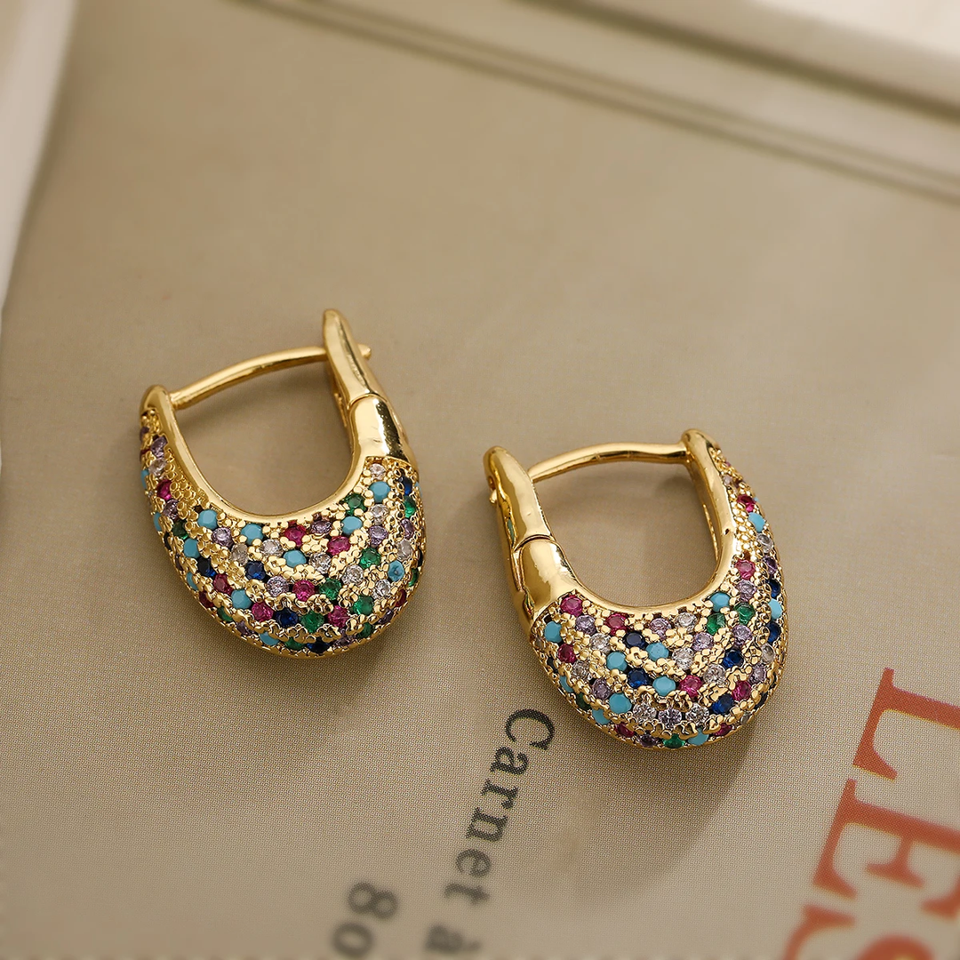 Elegant Colourful earrings with inlaid crystals