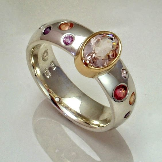 Ring with Inlaid Colourful Vintage Crystals