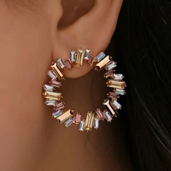 Vintage MultiColour Crystal Round Earrings