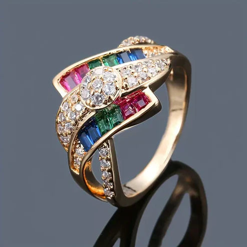Colourful Irregular Gold Ring