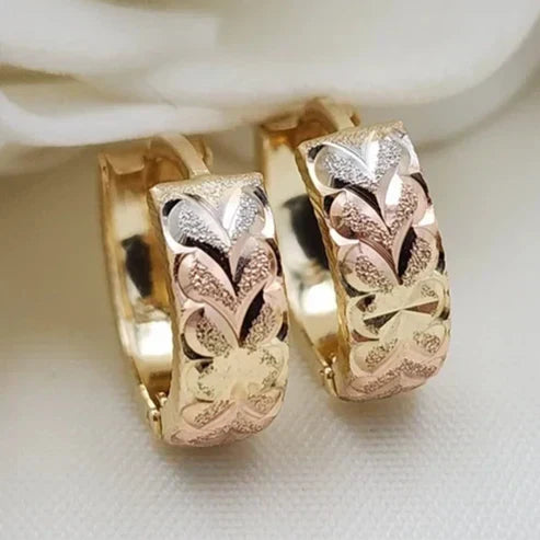 Colourful Golden Heart Hoop Earrings
