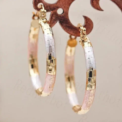 Gold &amp; White Rose Hoop Earrings