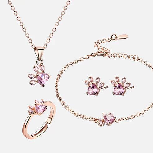 Rose Gold Paw Jewellery Set